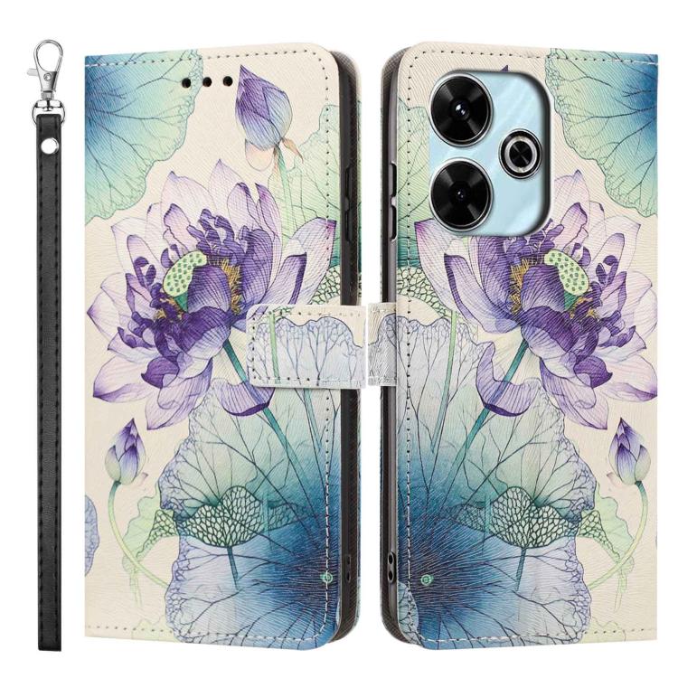 For Redmi 13 4G/5G Painted Pattern Vegan Leather Phone Case with Strap