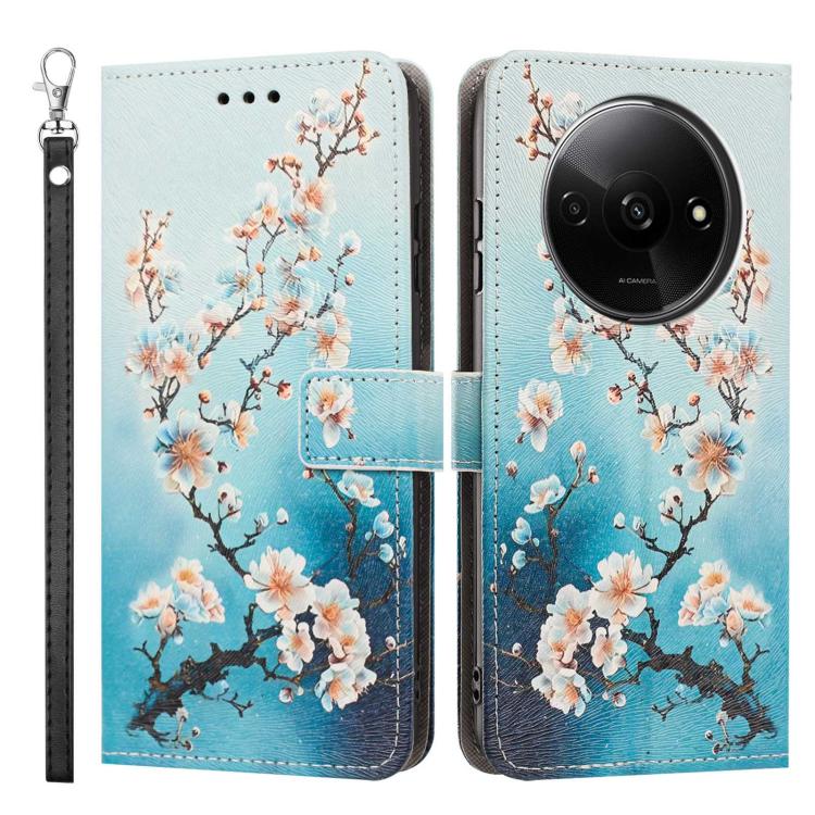 For Redmi A3 4G Global/A3X Painted Pattern Vegan Leather Phone Case with Strap