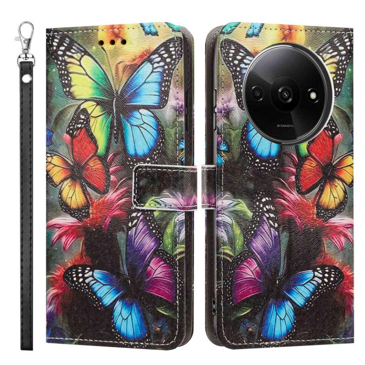 For Redmi A3 4G Global/A3X Painted Pattern Vegan Leather Phone Case with Strap