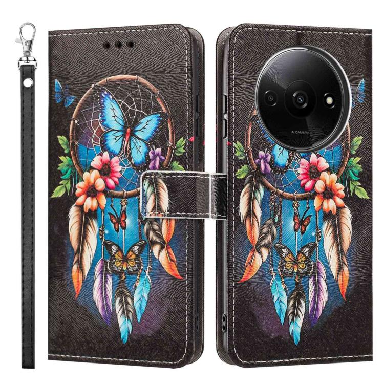 For Redmi A3 4G Global/A3X Painted Pattern Vegan Leather Phone Case with Strap