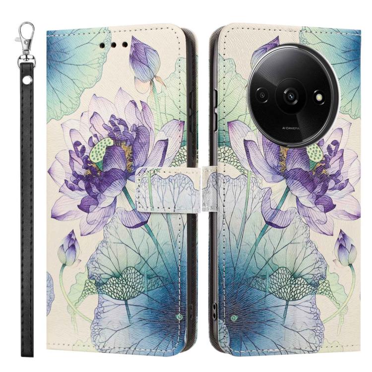For Redmi A3 4G Global/A3X Painted Pattern Vegan Leather Phone Case with Strap