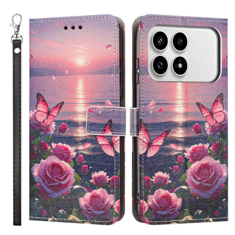 For Redmi K90/Poco F8 Pro 5G Painted Pattern Vegan Leather Phone Case with Strap