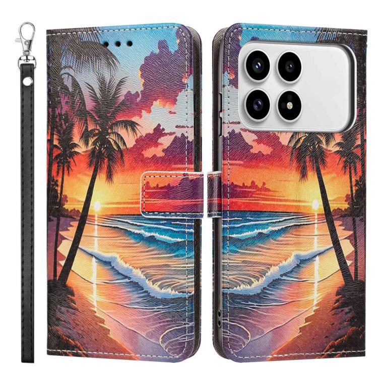 For Redmi K90/Poco F8 Pro 5G Painted Pattern Vegan Leather Phone Case with Strap