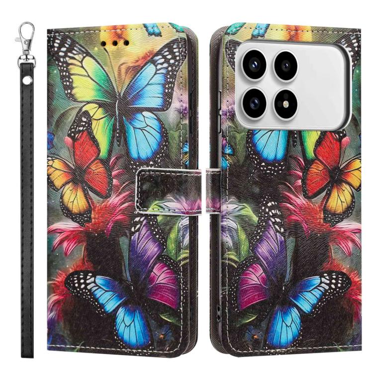 For Redmi K90/Poco F8 Pro 5G Painted Pattern Vegan Leather Phone Case with Strap