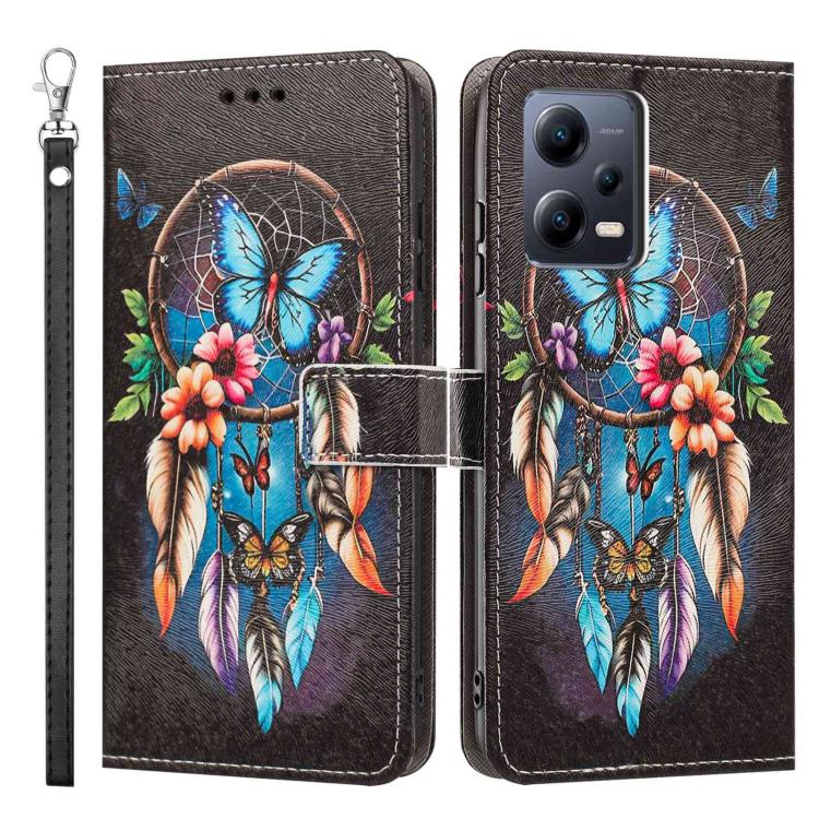 For Redmi Note 12 5G Global Painted Pattern Vegan Leather Phone Case with Strap