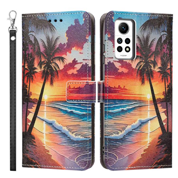 For Redmi Note 12 Pro 4G Painted Pattern Vegan Leather Phone Case with Strap