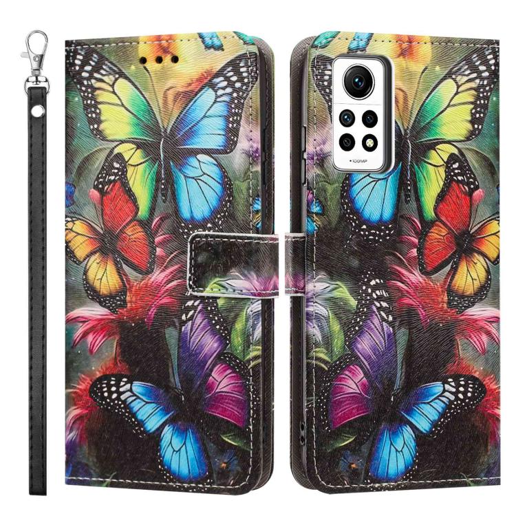 For Redmi Note 12 Pro 4G Painted Pattern Vegan Leather Phone Case with Strap