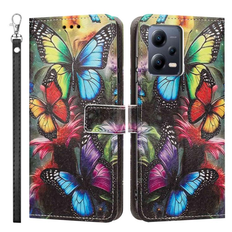 For Redmi Note 12 Pro 5G Global Painted Pattern Vegan Leather Phone Case with Strap