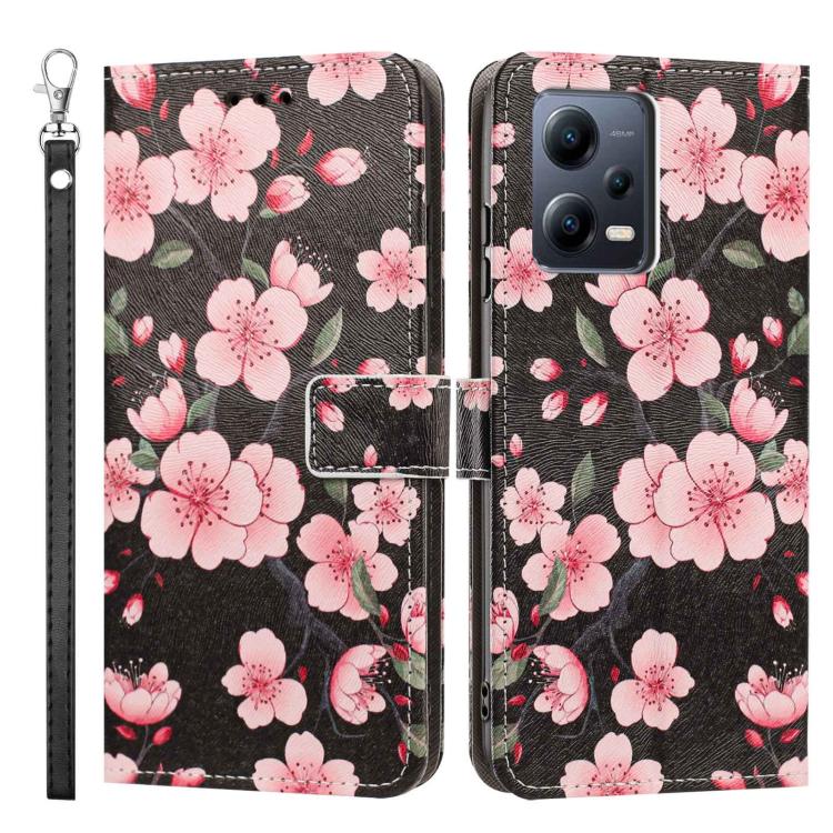 For Redmi Note 12 Pro+ Global Painted Pattern Vegan Leather Phone Case with Strap