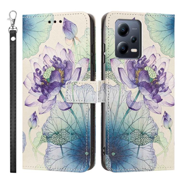 For Redmi Note 12 Pro+ Global Painted Pattern Vegan Leather Phone Case with Strap