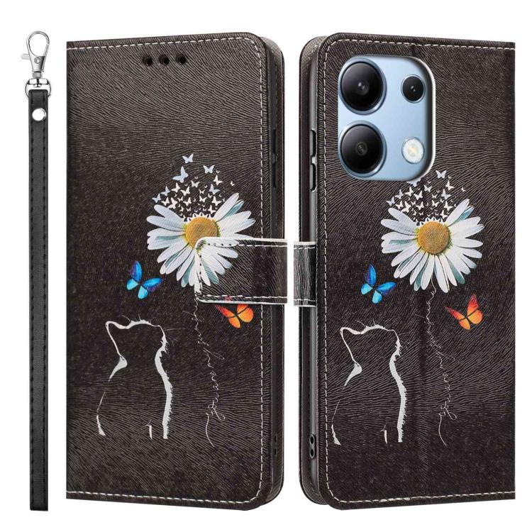 For Redmi Note 13 4G Global Painted Pattern Vegan Leather Phone Case with Strap