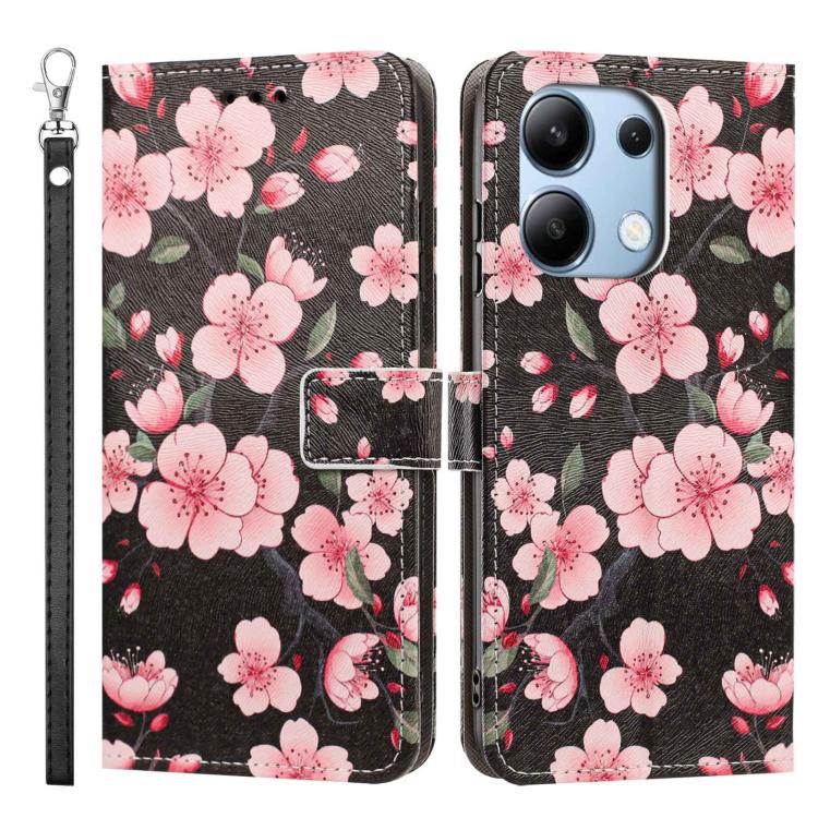 For Redmi Note 13 4G Global Painted Pattern Vegan Leather Phone Case with Strap