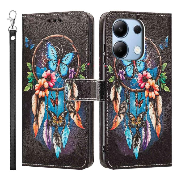 For Redmi Note 13 4G Global Painted Pattern Vegan Leather Phone Case with Strap