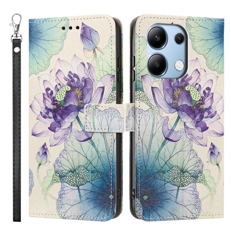 For Redmi Note 13 4G Global Painted Pattern Vegan Leather Phone Case with Strap