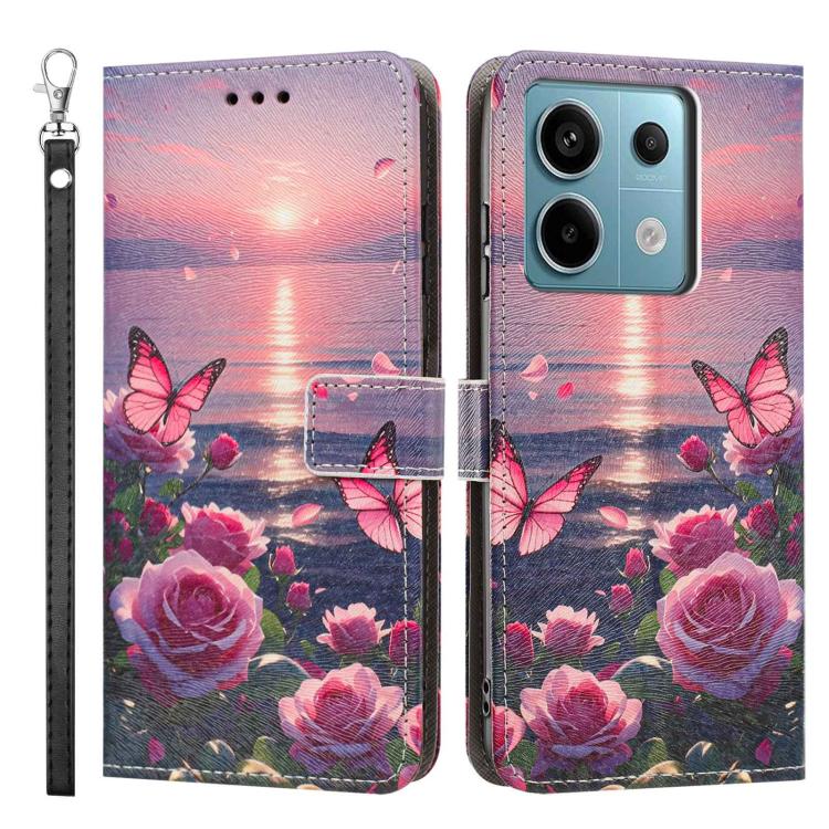 For Redmi Note 13 5G Global Painted Pattern Vegan Leather Phone Case with Strap