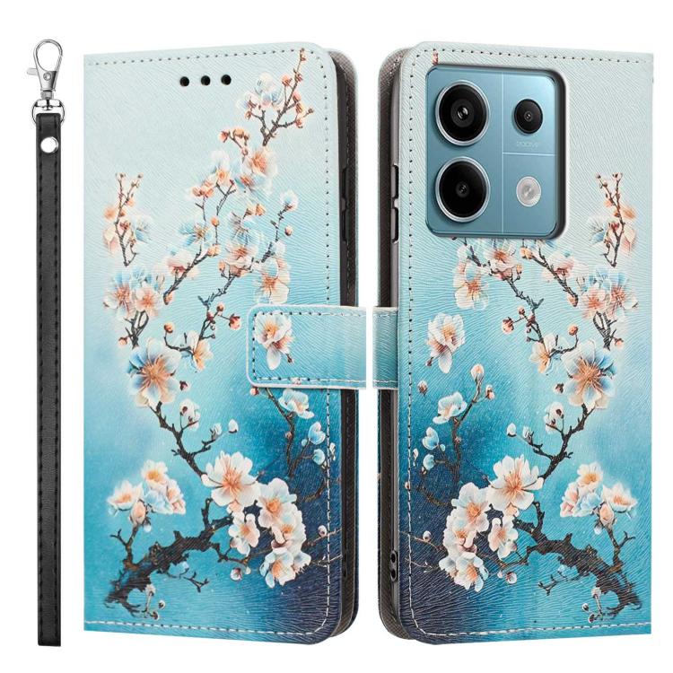 For Redmi Note 13 5G Global Painted Pattern Vegan Leather Phone Case with Strap