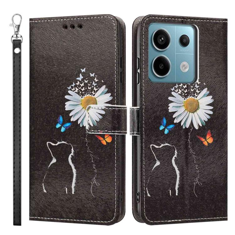 For Redmi Note 13 5G Global Painted Pattern Vegan Leather Phone Case with Strap