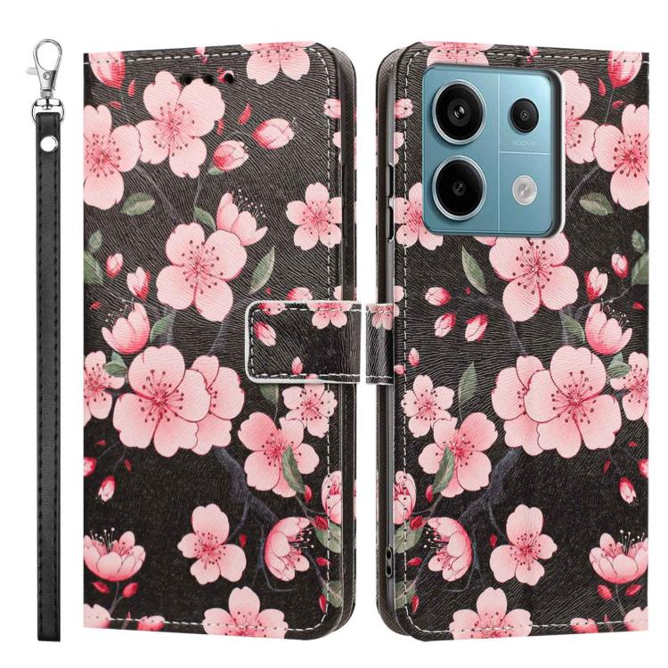 For Redmi Note 13 5G Global Painted Pattern Vegan Leather Phone Case with Strap