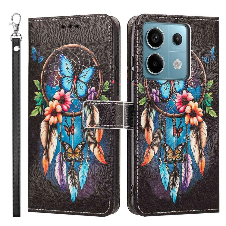 For Redmi Note 13 5G Global Painted Pattern Vegan Leather Phone Case with Strap