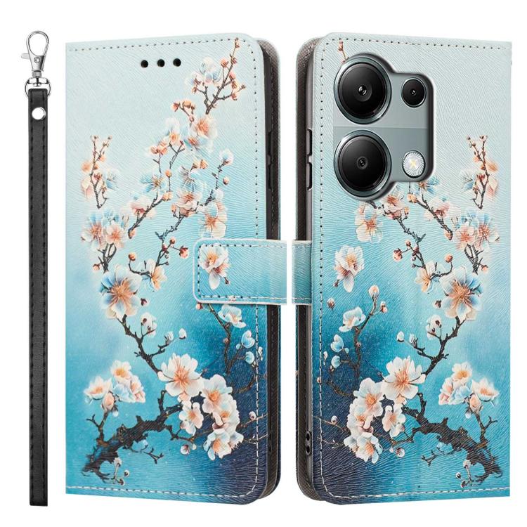 For Redmi Note 13 Pro 4G Global Painted Pattern Vegan Leather Phone Case with Strap