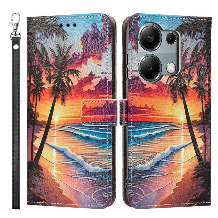 For Redmi Note 13 Pro 4G Global Painted Pattern Vegan Leather Phone Case with Strap