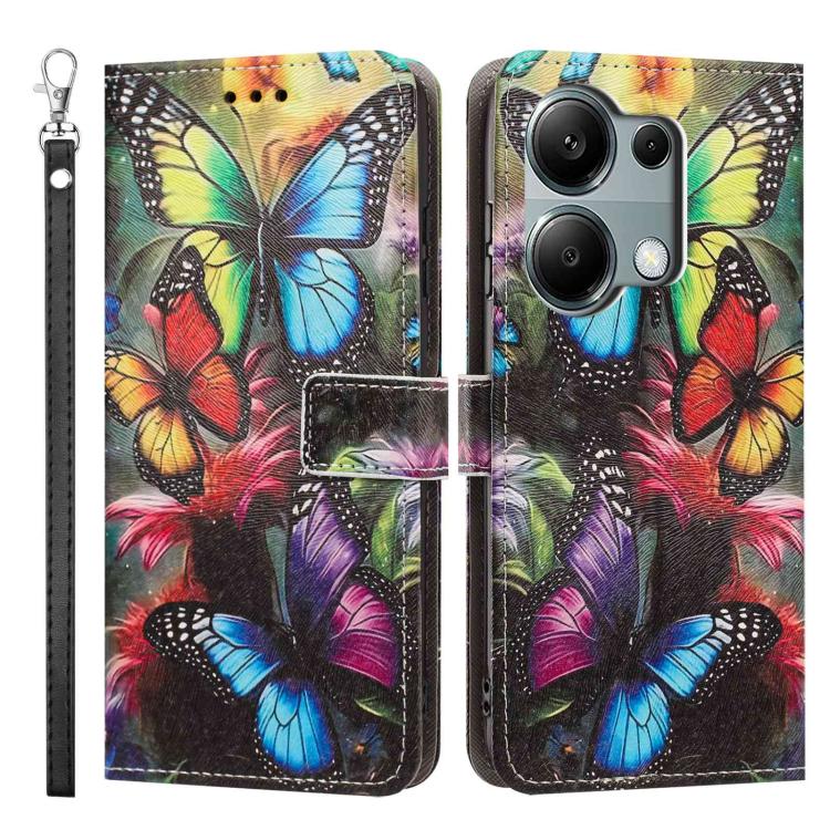For Redmi Note 13 Pro 4G Global Painted Pattern Vegan Leather Phone Case with Strap