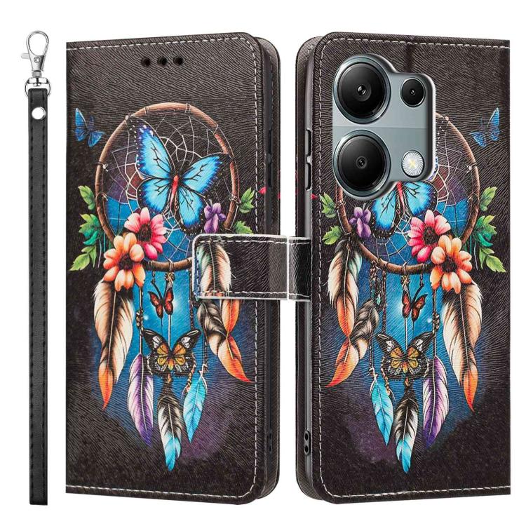 For Redmi Note 13 Pro 4G Global Painted Pattern Vegan Leather Phone Case with Strap