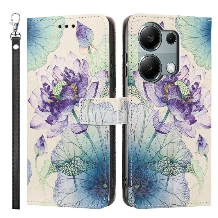 For Redmi Note 13 Pro 4G Global Painted Pattern Vegan Leather Phone Case with Strap