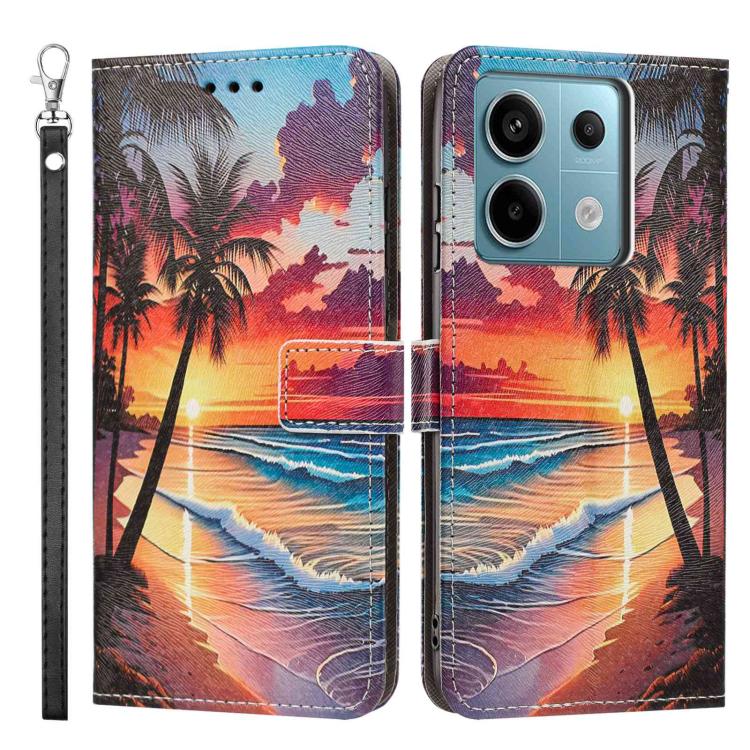 For Redmi Note 13 Pro 5G Painted Pattern Vegan Leather Phone Case with Strap