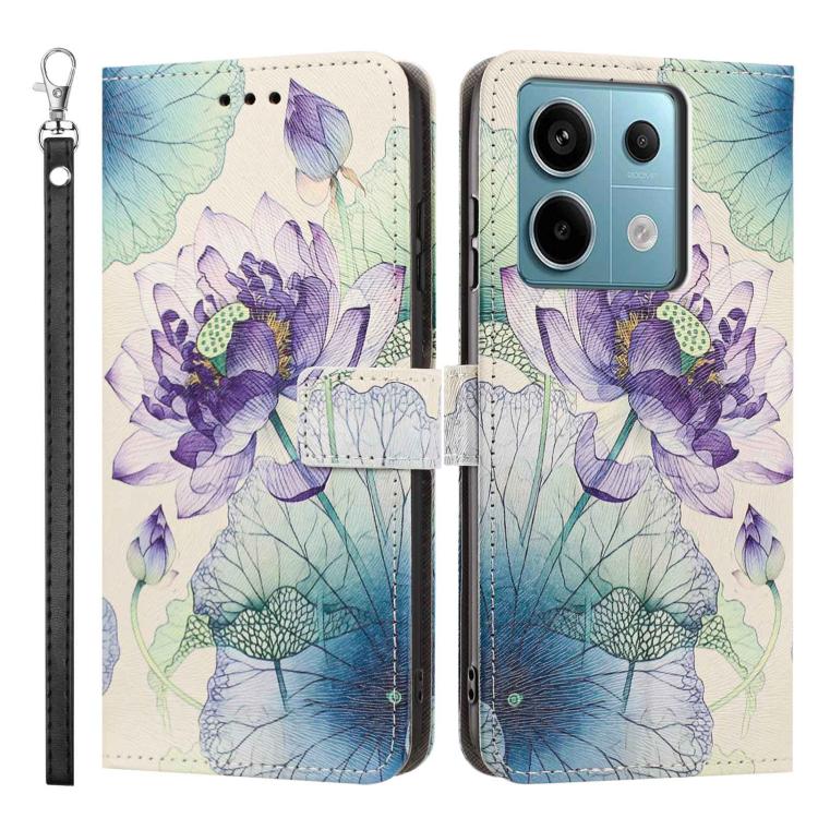 For Redmi Note 13 Pro 5G Painted Pattern Vegan Leather Phone Case with Strap