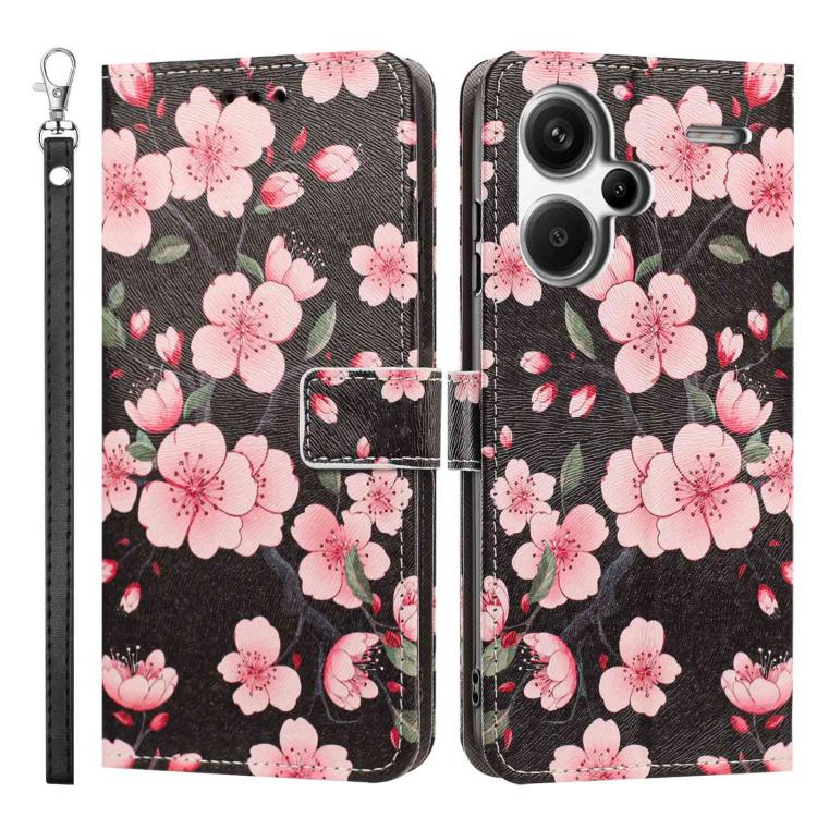 For Redmi Note 13 Pro+ Painted Pattern Vegan Leather Phone Case with Strap