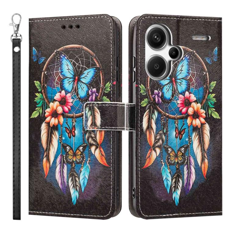 For Redmi Note 13 Pro+ Painted Pattern Vegan Leather Phone Case with Strap