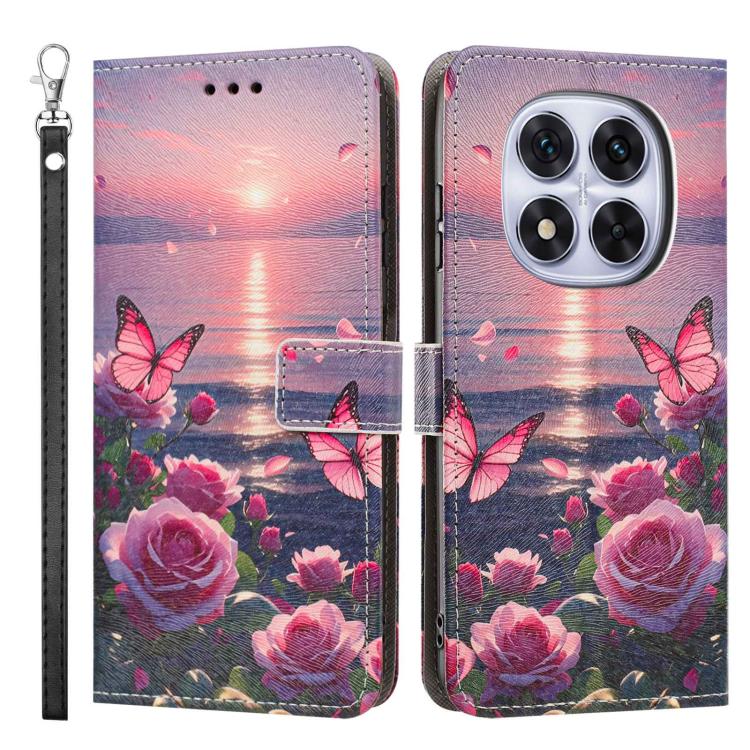 For Redmi Note 14 Pro 5G/4G Painted Pattern Vegan Leather Phone Case with Strap