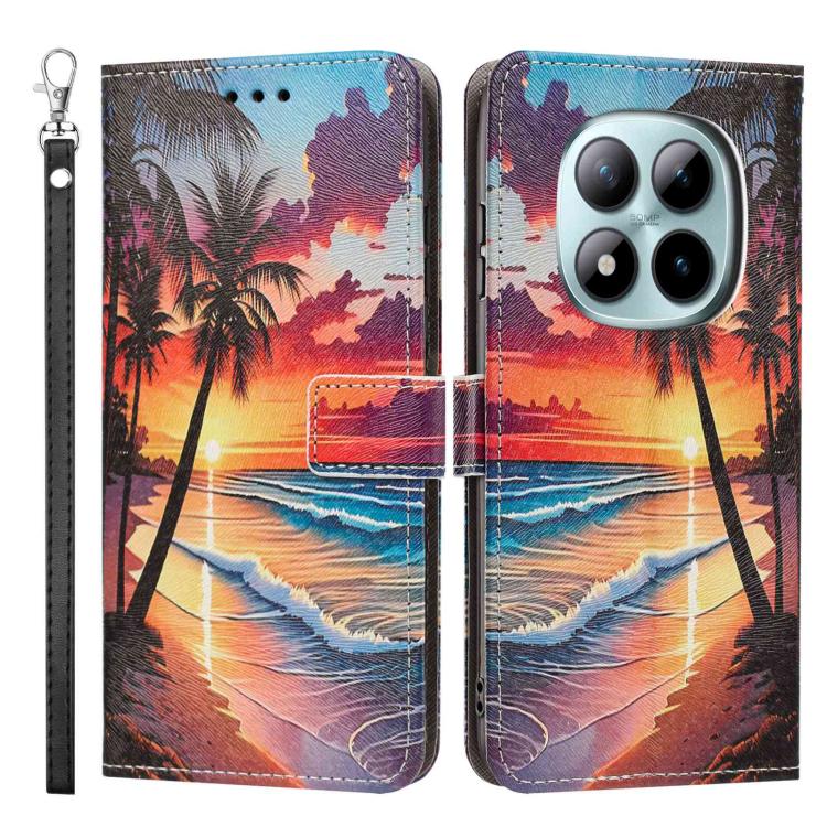 For Redmi Note 15 Pro 5G Global 163.6mm Painted Pattern Vegan Leather Phone Case with Strap