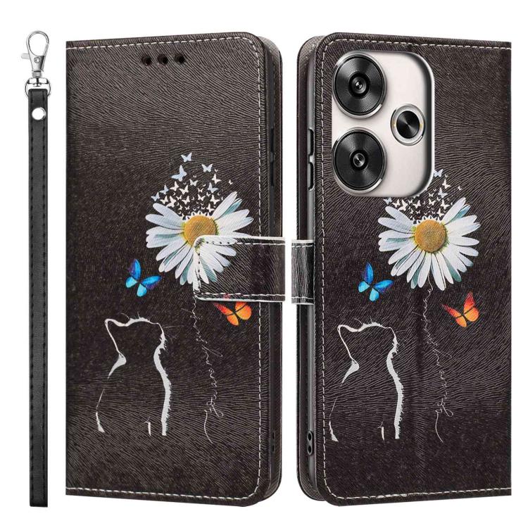 For Redmi Turbo 3/Poco F6 Painted Pattern Vegan Leather Phone Case with Strap