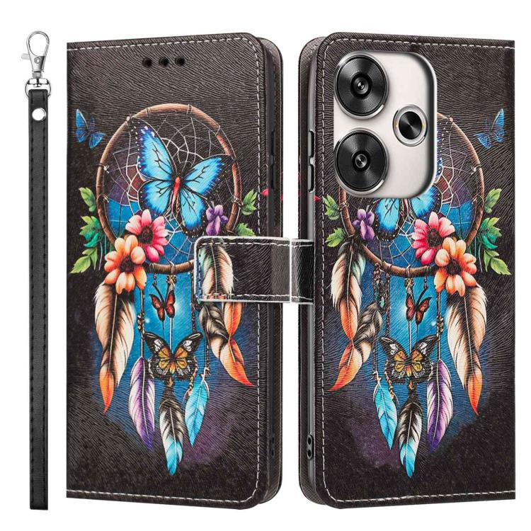 For Redmi Turbo 3/Poco F6 Painted Pattern Vegan Leather Phone Case with Strap