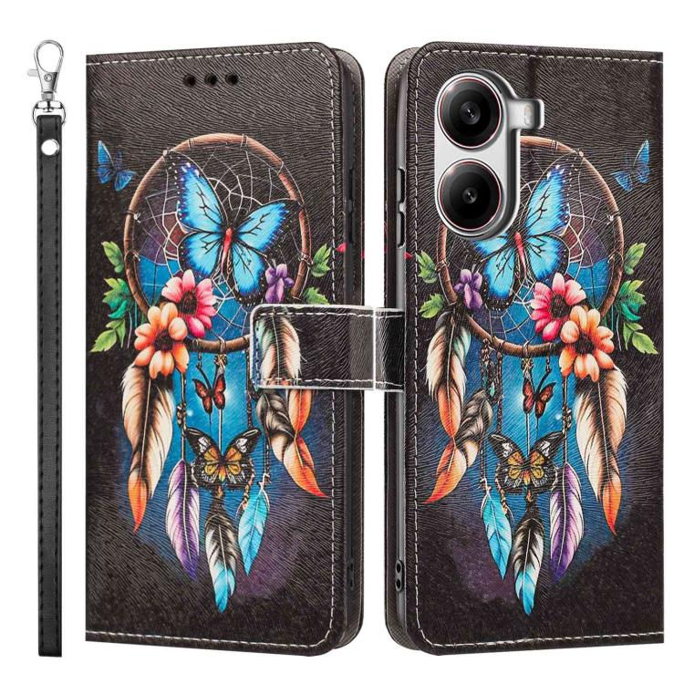 For Redmi Turbo 4/Poco X7 Pro Painted Pattern Vegan Leather Phone Case with Strap