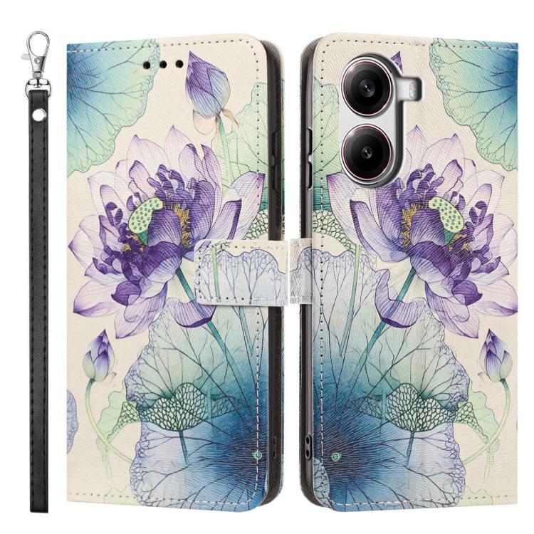 For Redmi Turbo 4/Poco X7 Pro Painted Pattern Vegan Leather Phone Case with Strap