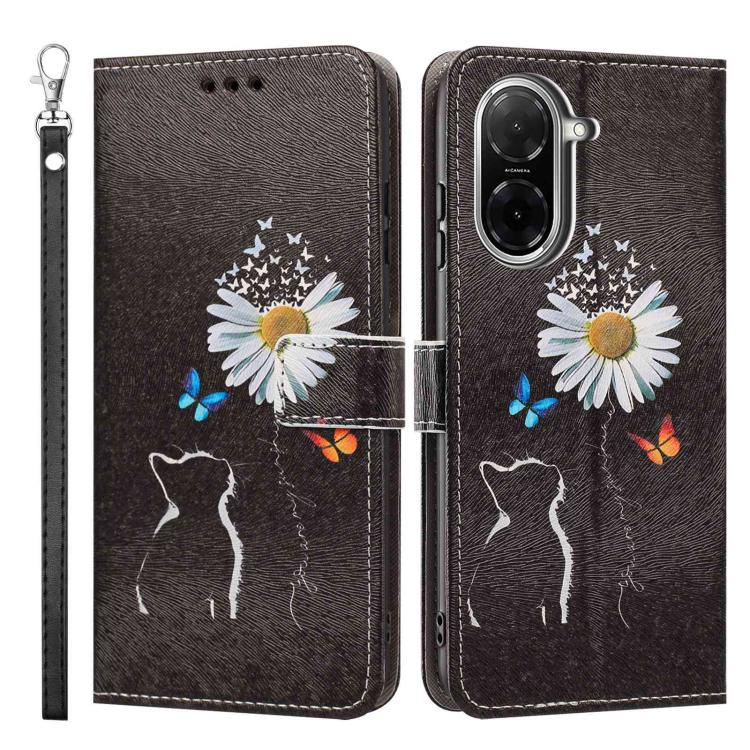 For Redmi A5 4G 173.3mm Painted Pattern Vegan Leather Phone Case with Strap