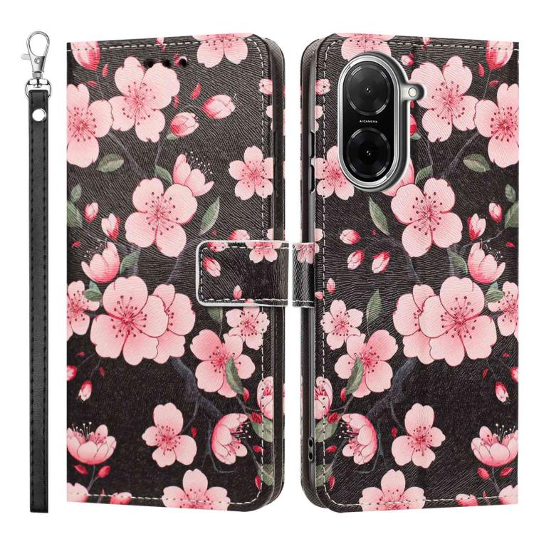 For Redmi A5 4G 173.3mm Painted Pattern Vegan Leather Phone Case with Strap