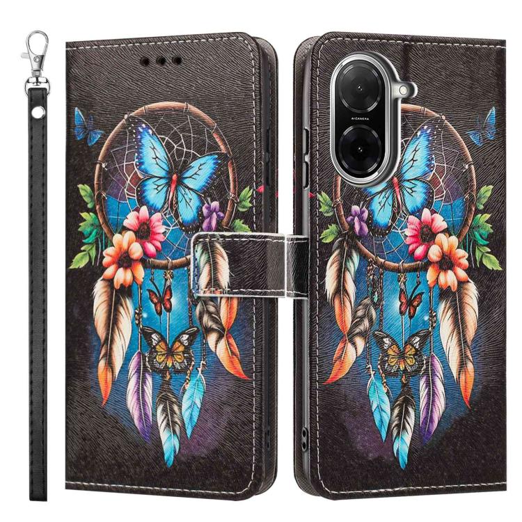 For Redmi A5 4G 173.3mm Painted Pattern Vegan Leather Phone Case with Strap