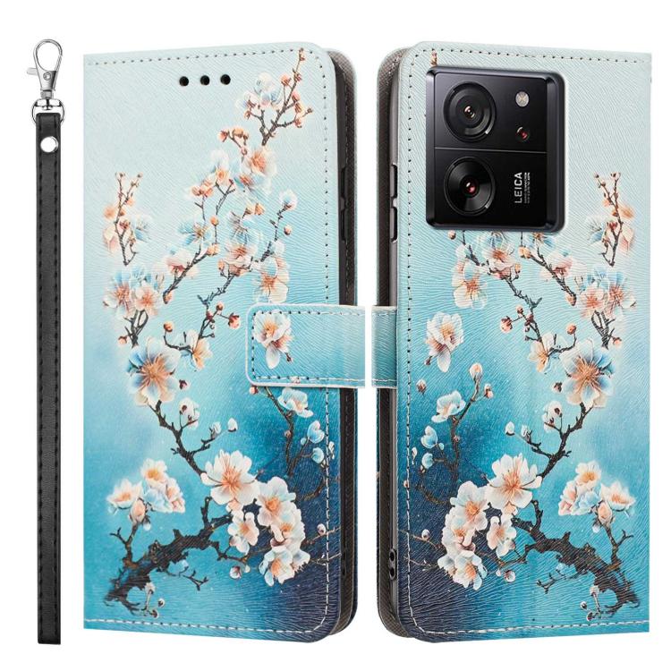 For Redmi K60 Ultra Painted Pattern Vegan Leather Phone Case with Strap