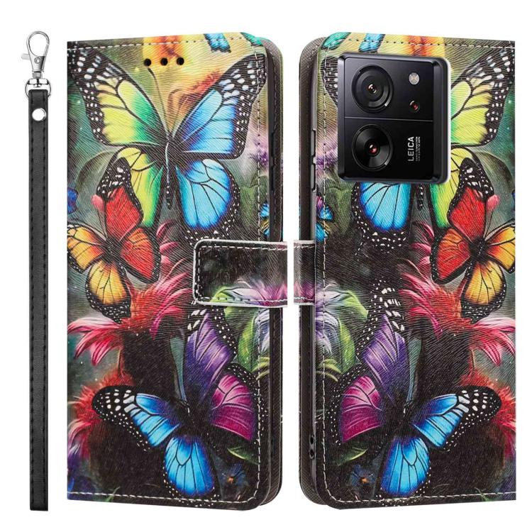 For Redmi K60 Ultra Painted Pattern Vegan Leather Phone Case with Strap
