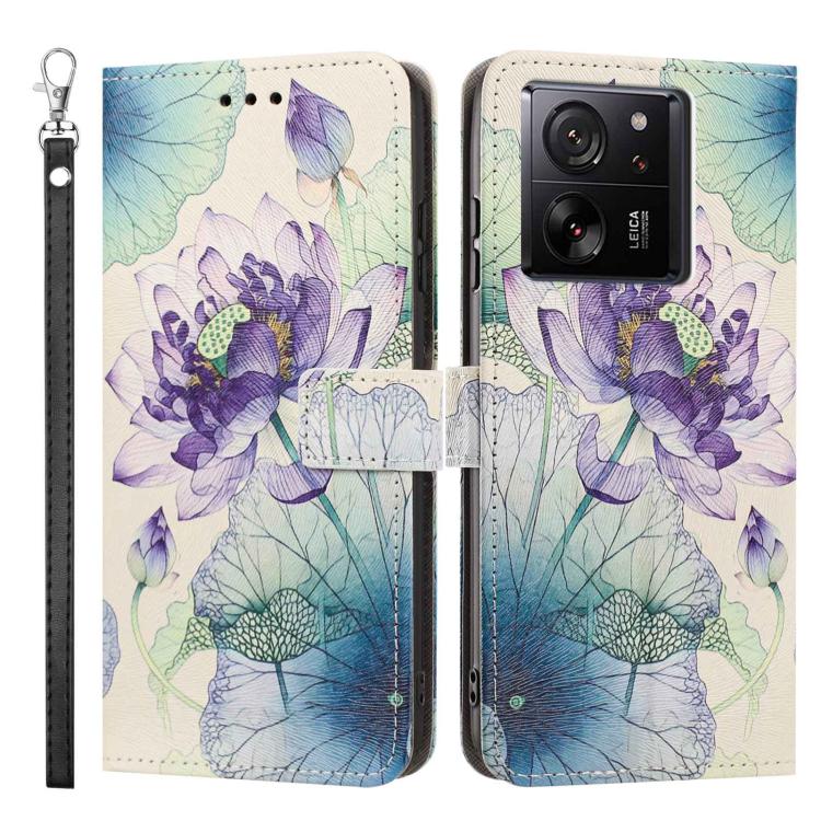 For Redmi K60 Ultra Painted Pattern Vegan Leather Phone Case with Strap