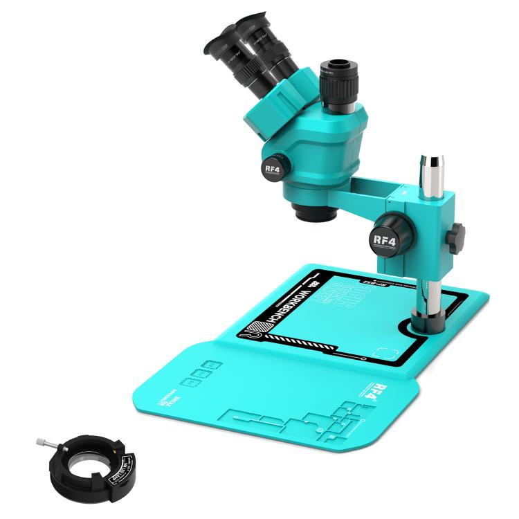 RF4 RF-55-B52 6.5-55X Synchronous Zoom Trinocular Stereo Microscope - Blue