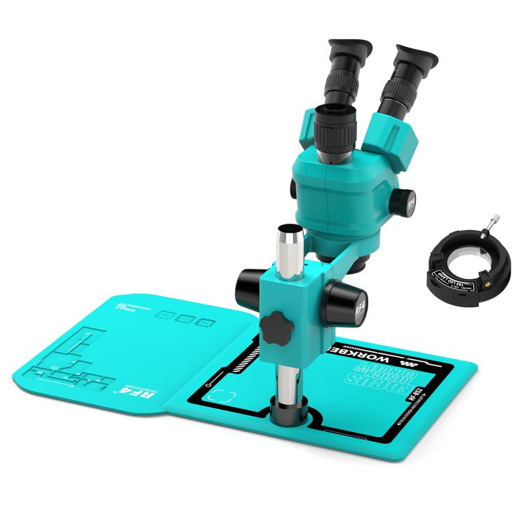 RF4 RF-55-B52 6.5-55X Synchronous Zoom Trinocular Stereo Microscope - Blue