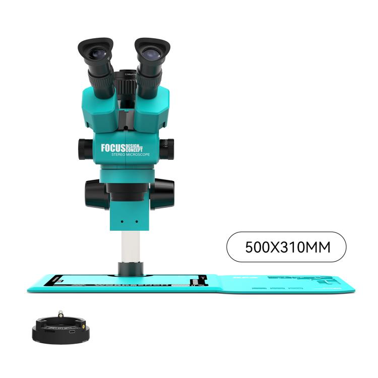 RF4 RF-55-B52 6.5-55X Synchronous Zoom Trinocular Stereo Microscope - Blue