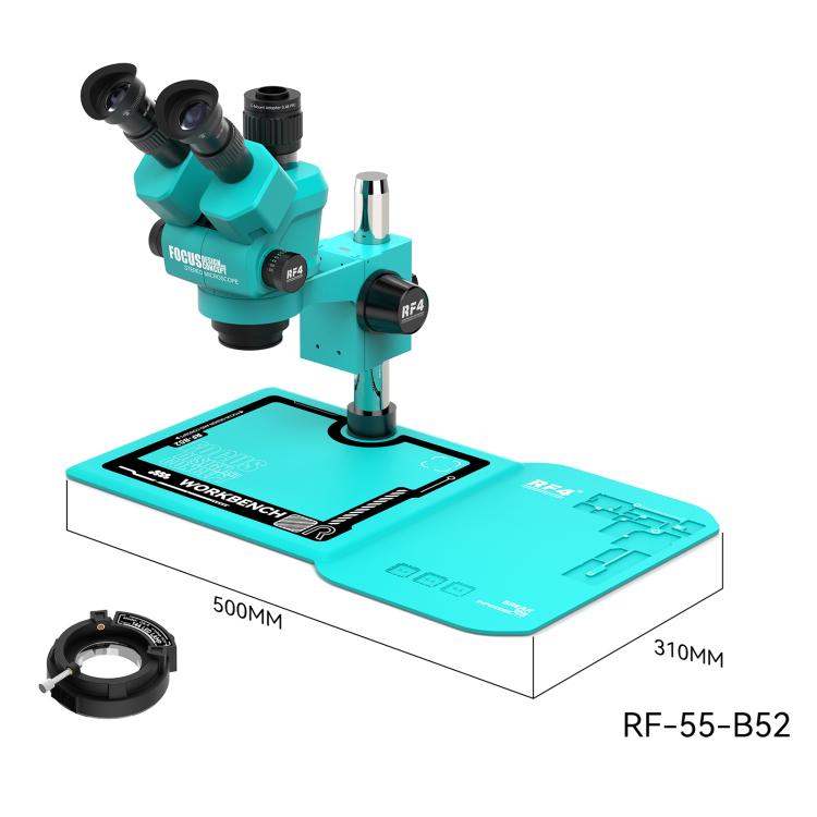 RF4 RF-55-B52 6.5-55X Synchronous Zoom Trinocular Stereo Microscope - Blue