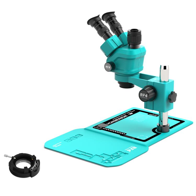 RF4 RF-55P-B52 6.5-55X Synchronous Zoom Trinocular Stereo Microscope - Blue