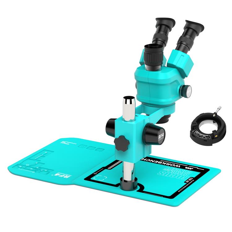 RF4 RF-55P-B52 6.5-55X Synchronous Zoom Trinocular Stereo Microscope - Blue